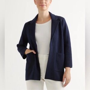 Quince Women’s 100% Organic Cotton Knit Blazer Navy